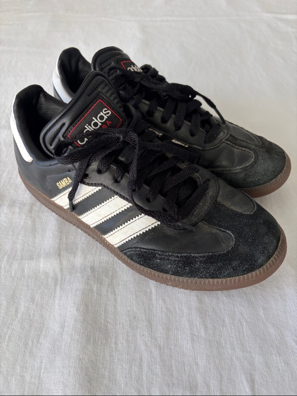 Adidas Black White Samba Sneakers with Brown Gum Sole Leather Suede